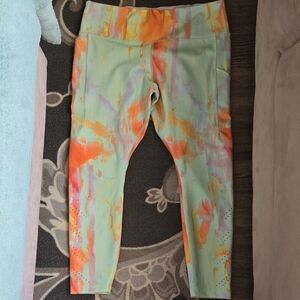 Nike Womens Nike Running Leggings - Orange and Green Splash